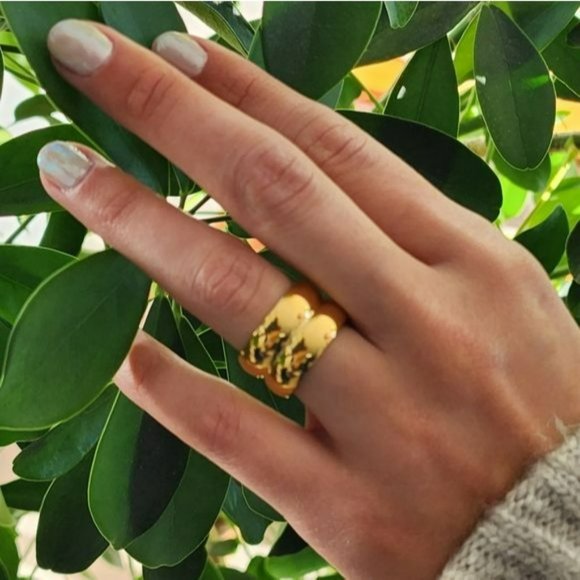 Size 7 Gold Plated Stainless Steel Wide Double Band Chunky Ring - Picture 8 of 15